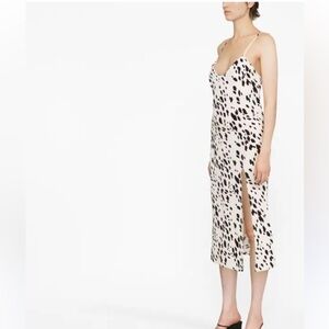 REFORMATION Crimini Slip Dress Dalmatian Print Side Slit‎ Size 0